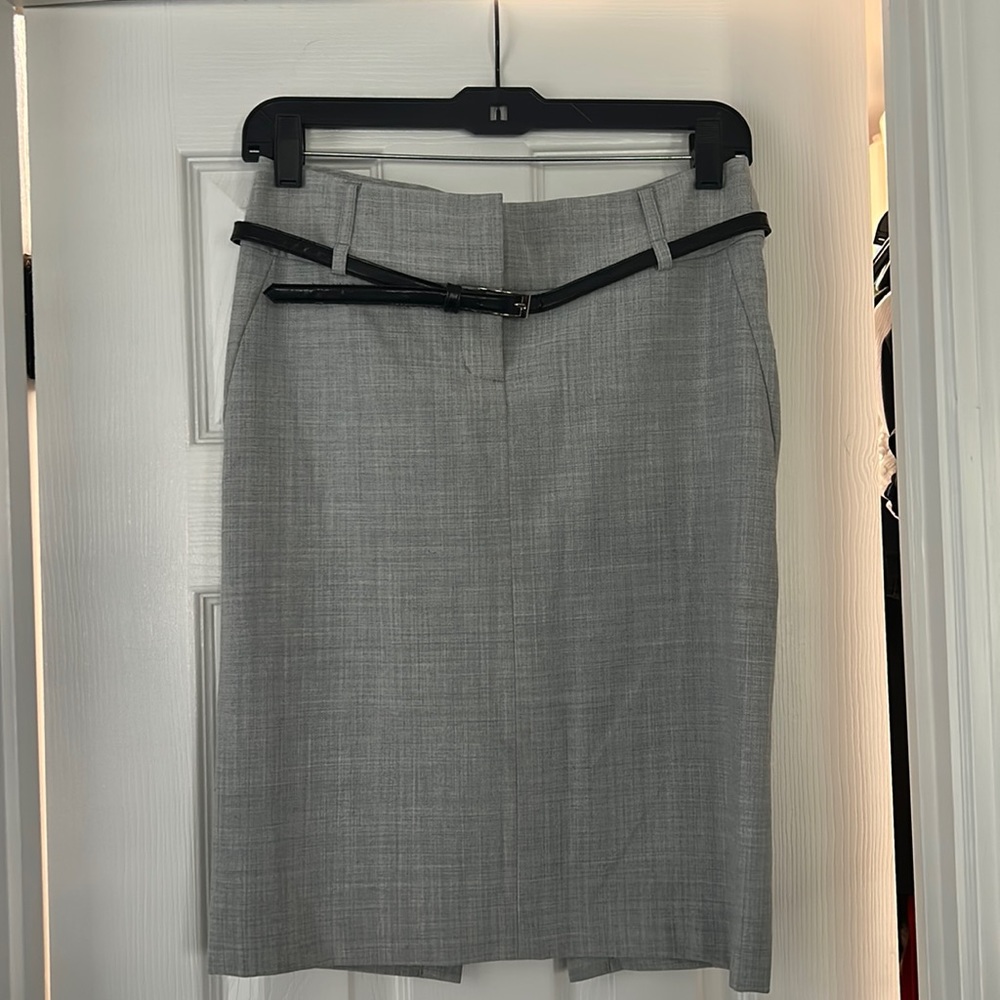 Light Gray Express Pencil Skirt with Belt
